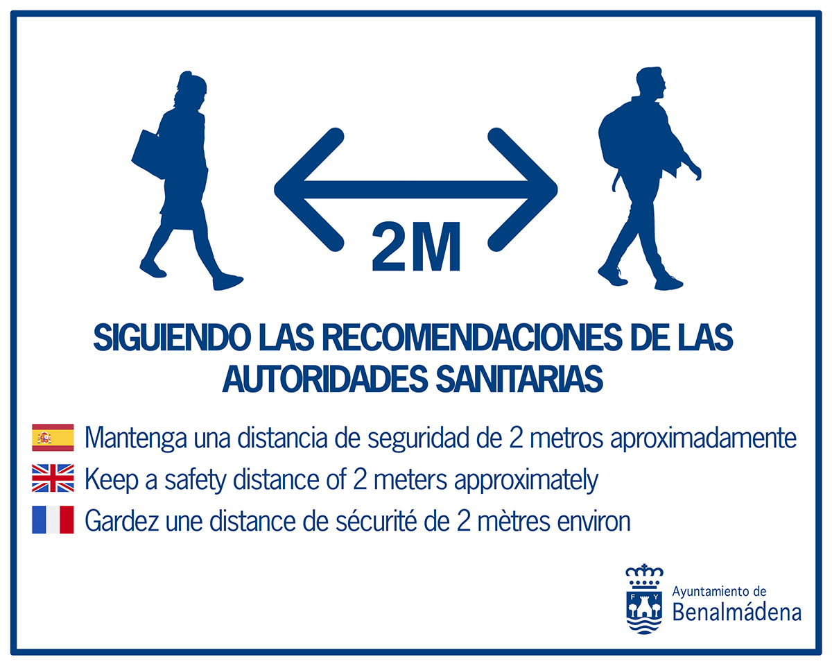 KEEP A SAFETY DISTANCE OF 2 METERS WHEN WALKING