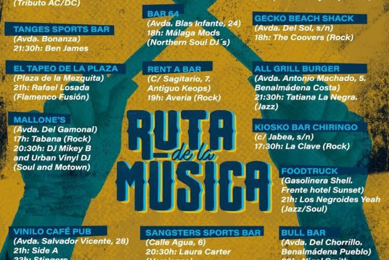 MÁS DE 20 COMERCIOS DEL MUNICIPIO OFRECERÁN CONCIERTOS ESTE SÁBADO 5 CON MOTIVO DE LA III RUTA DE LA MÚSICA DE BENALMÁDENA