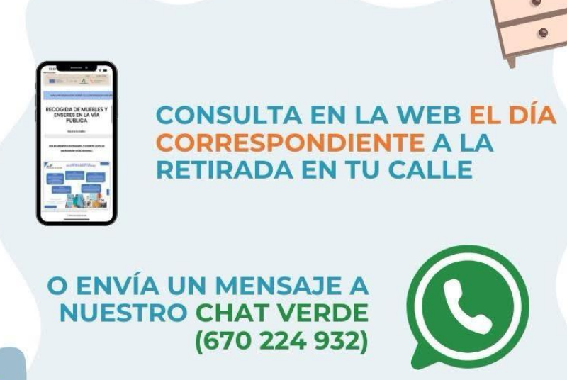 El Ayuntamiento recuerda que está habilitado un portal para consultar zonas y horarios de recogida de muebles en vía pública