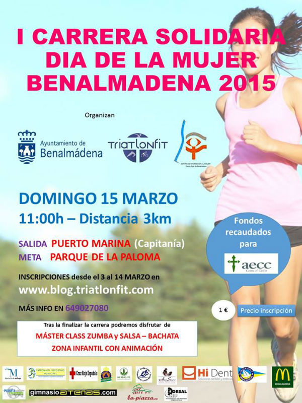Benalmádena acogerá el Domingo la celebración de la I Carrera Solidaria de la Mujer.