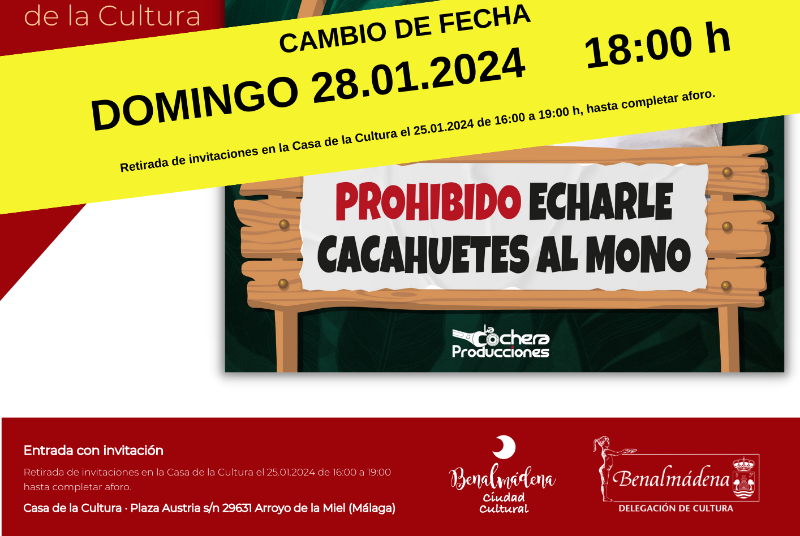 TEATRO Y HUMOR EN BENALMÁDENA: “PROHIBIDO ECHARLE CACAHUETES AL MONO” DE SALVA REINA